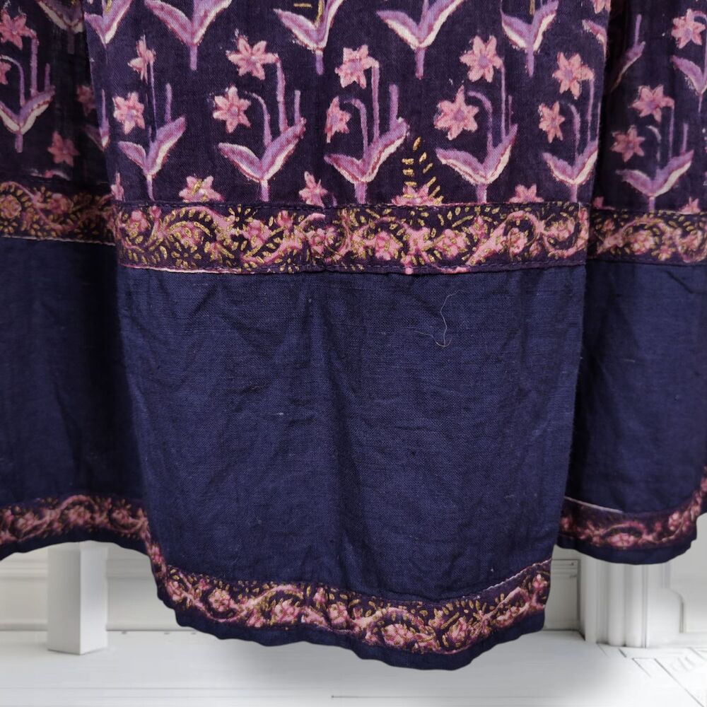 Vintage 70s Phool Indian Cotton Gauze Block Print Peasant Dress Size 4 Boho - Picture 10 of 16